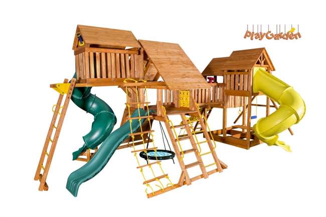 Игровая площадка PlayGarden "Mega SkyFort" с двумя игровыми домиками и переходом Игровая площадка PlayGarden "Mega SkyFort" с двумя игровыми домиками и переходом
