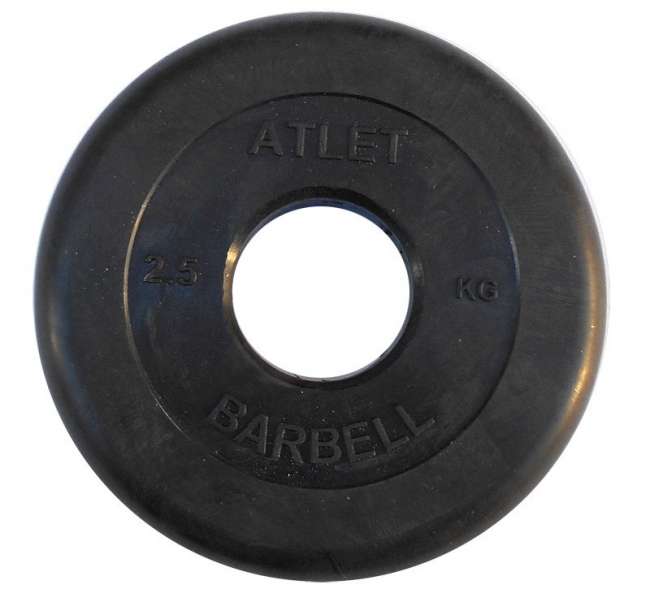 Диски обрезиненные Barbell Atlet 26 мм черные, вес от 1,25 до 25 кг в ассортименте Диски обрезиненные Barbell Atlet 26 мм черные, вес от 1,25 до 25 кг в ассортименте